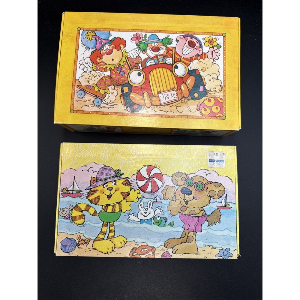 2 VTG Pencil Box General Box Co 1980 / 90s Clown Car Beach